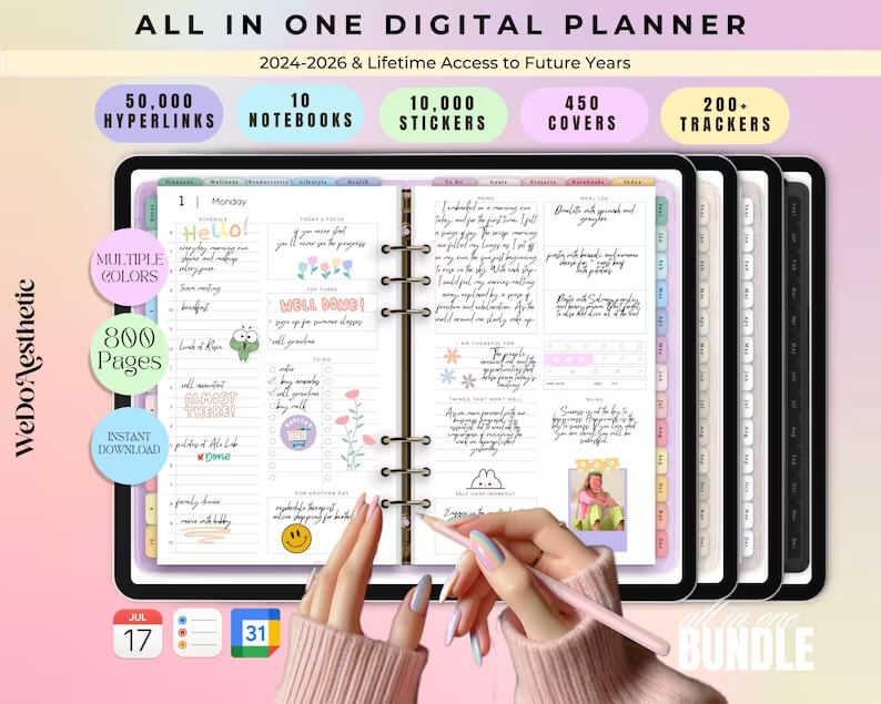 All In One Digital Planner Bundle + GIFTS | Daily, Weekly, Monthly, Yearly Planner |  GoodNotes Template