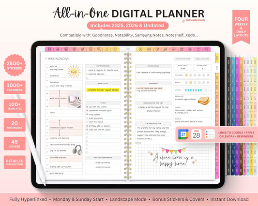 All-In-One Digital Planner + Ultimate Visual Social Media Planner, Tracker & Work Management