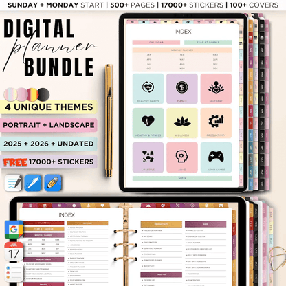 All In One Digital Planner Bundle + GIFTS | Daily, Weekly, Monthly, Yearly Planner |  GoodNotes Template