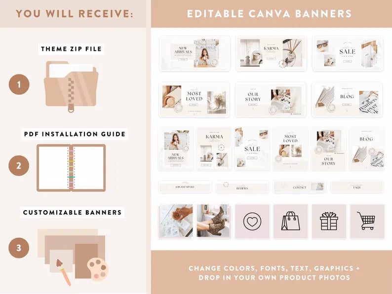 Ready-To-Use Shopify Theme Template: Luxe White - Beige Boho Website