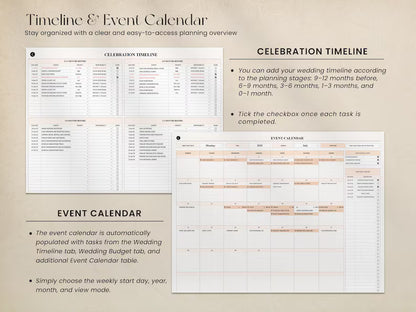 Interactive Wedding Planner Dashboard | Budget, Guest List | Budget Tracker, Wedding Timeline Checklist