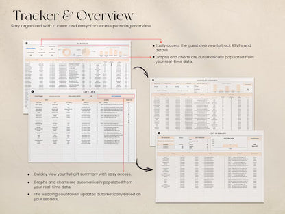 Interactive Wedding Planner Dashboard | Budget, Guest List | Budget Tracker, Wedding Timeline Checklist