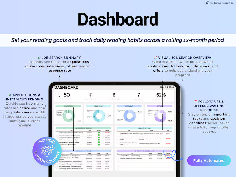 Job Application Tracker Spreadsheet | Interview & Job Offer Tracker | Planner Template