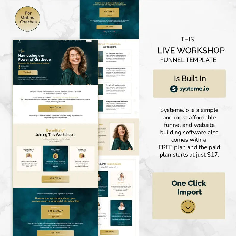 Systeme.io Lead Magnet Funnel | Live Workshop Template | Life coach marketing