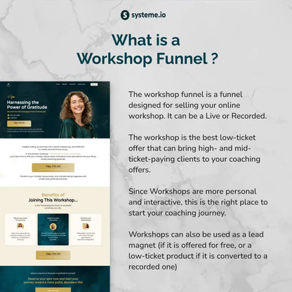 Systeme.io Lead Magnet Funnel | Live Workshop Template | Life coach marketing
