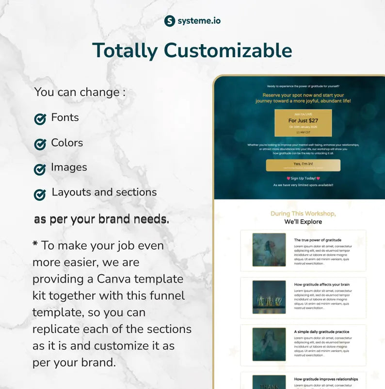 Systeme.io Lead Magnet Funnel | Live Workshop Template | Life coach marketing