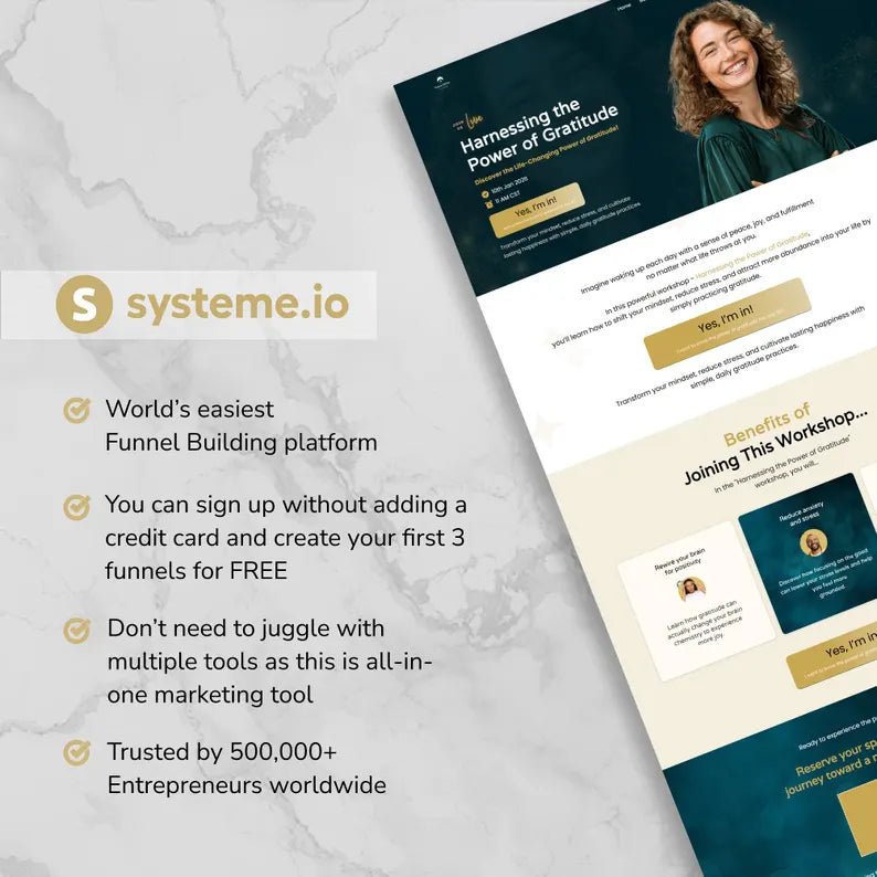Systeme.io Lead Magnet Funnel | Live Workshop Template | Life coach marketing