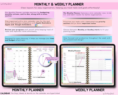 All In One Digital Planner 2026, 2027, 2028 || Weekly, Daily, Notes+ Notability