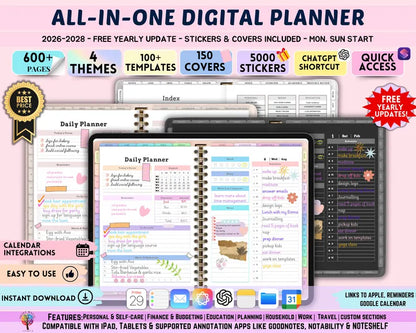 All In One Digital Planner Bundle + GIFTS | Daily, Weekly, Monthly, Yearly Planner |  GoodNotes Template