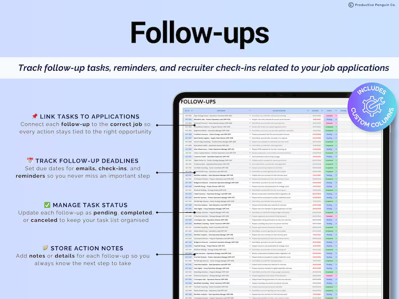 Job Application Tracker Spreadsheet | Interview & Job Offer Tracker | Planner Template