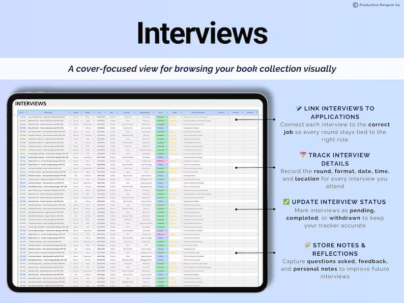 Job Application Tracker Spreadsheet | Interview & Job Offer Tracker | Planner Template