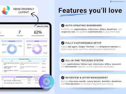 Job Application Tracker Spreadsheet | Interview & Job Offer Tracker | Planner Template