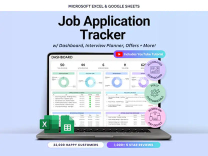 Job Application Tracker Spreadsheet | Interview & Job Offer Tracker | Planner Template