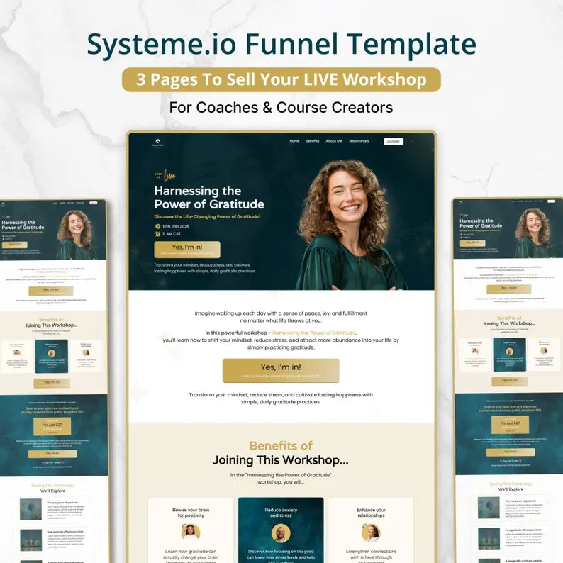 Systeme.io Lead Magnet Funnel | Live Workshop Template | Life coach marketing