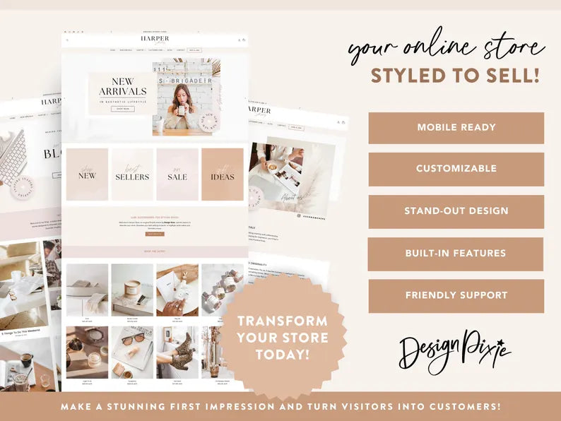 Ready-To-Use Shopify Theme Template: Luxe White - Beige Boho Website