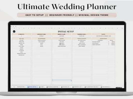 Interactive Wedding Planner Dashboard | Budget, Guest List | Budget Tracker, Wedding Timeline Checklist